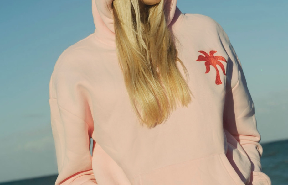 pink palm puff hoodie